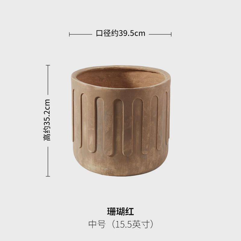 客厅大口径户外特大号落地镁泥花盆水泥盆阳台北欧花园琴叶榕绿植