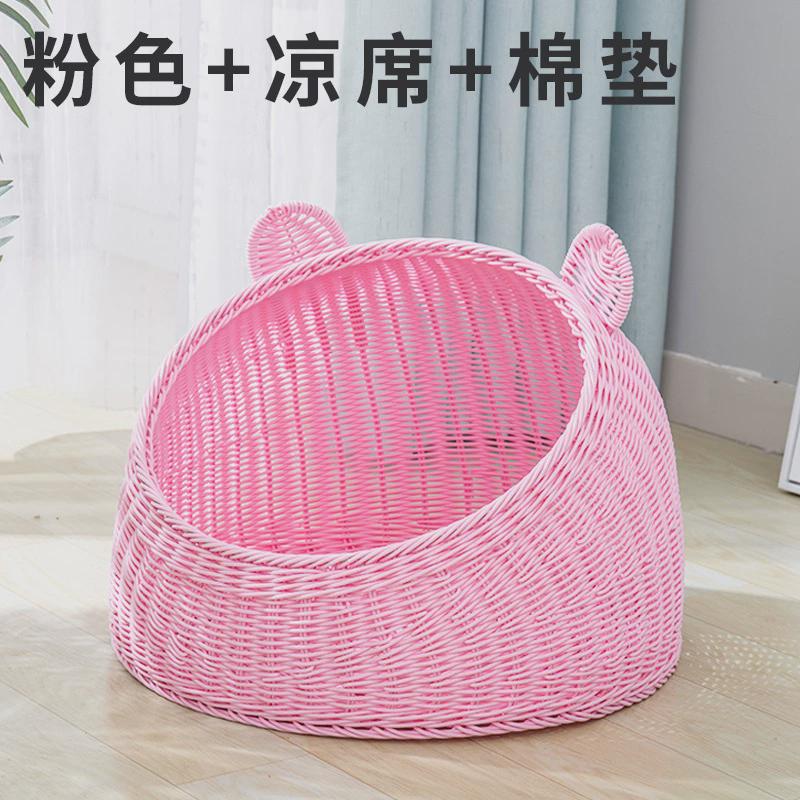 仿藤猫窝夏季四季通用半封闭式猫窝宠物窝透气可水洗手工藤编猫咪