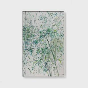 现代客厅简约风装饰画竹子油画如竹之梦入户玄关高级感艺术挂画