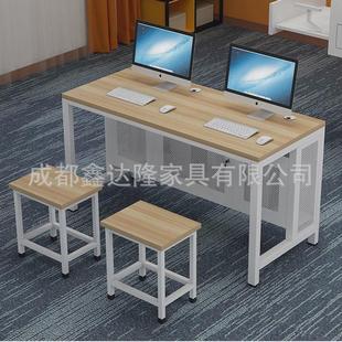 学校隔板机房电脑桌微机室双人电脑桌中小学生教室微机房学生桌椅