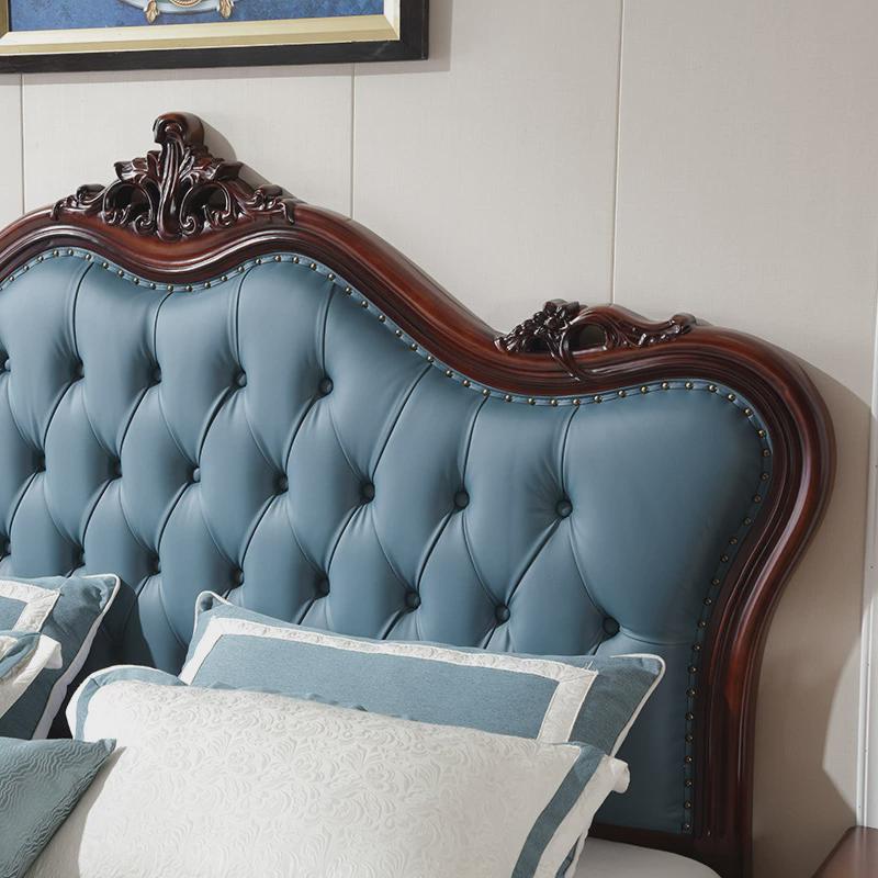 主卧室轻奢乡村双人床1.8米/2米实木大床美式软包储物床欧式家具