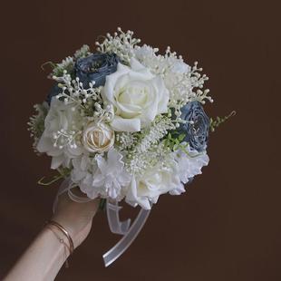 花束摄影家居雾迷 好货手捧仿真花复古焦边玫瑰新娘登记结婚礼仪式