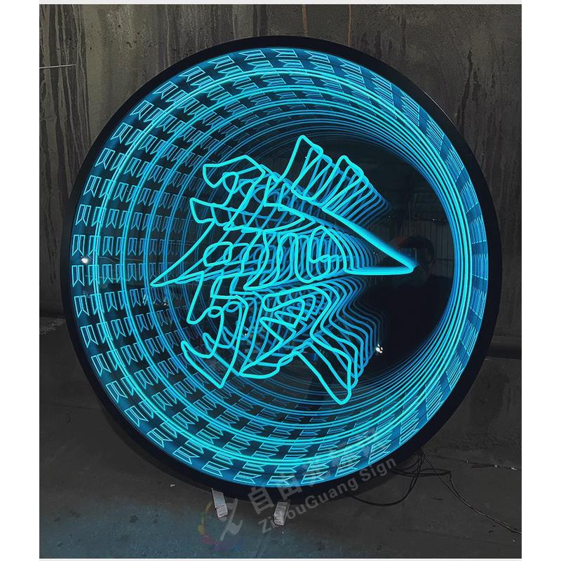 千层深渊镜灯箱背景墙打卡酒吧网红ktv广告牌发光字门头招牌定制