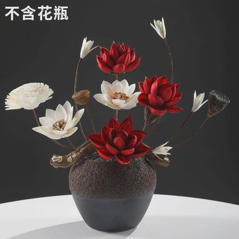 莲蓬干花真花摆件轻奢餐桌禅意家居清新花束装饰花