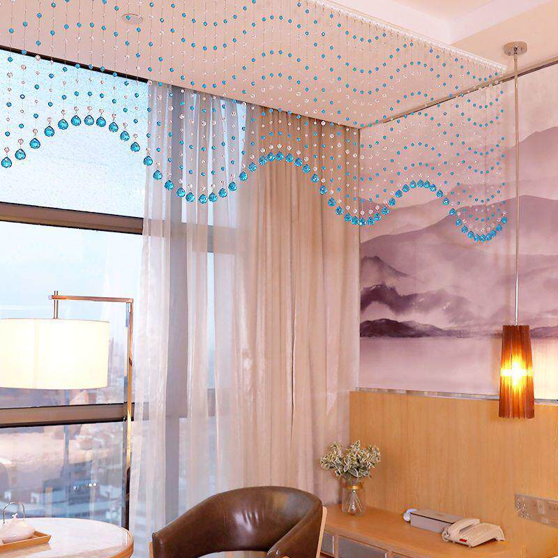水晶珠帘客厅玄关隔断帘过道装饰门帘卧室卫生间珠链挂帘子免打孔