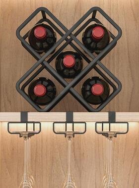 8n红酒架摆件轻奢葡萄酒架置物家用斜放酒瓶红酒格子架菱形格