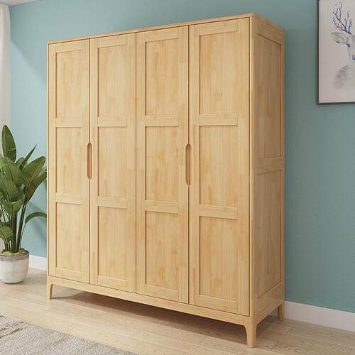 实木衣柜储物柜卧室简约现代原木家用子对开门北欧木质整体衣橱