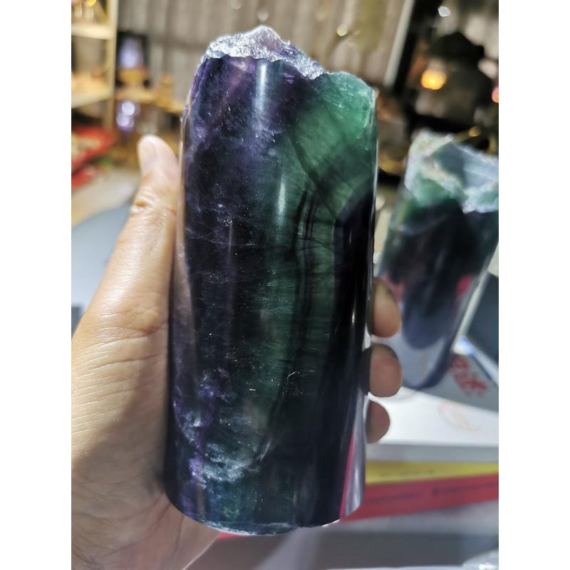 七彩莹石手工打磨花瓶可做笔筒家居样板房高档搭配