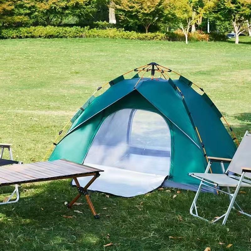 双层便携式折叠全自动速开帐篷支架沙滩野营银胶涂层户外帐篷帐篷