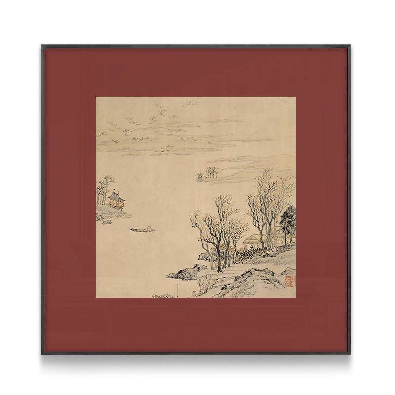 餐厅风景装饰画新中式客厅玄关国画客厅玄关过道酒店背景装饰画