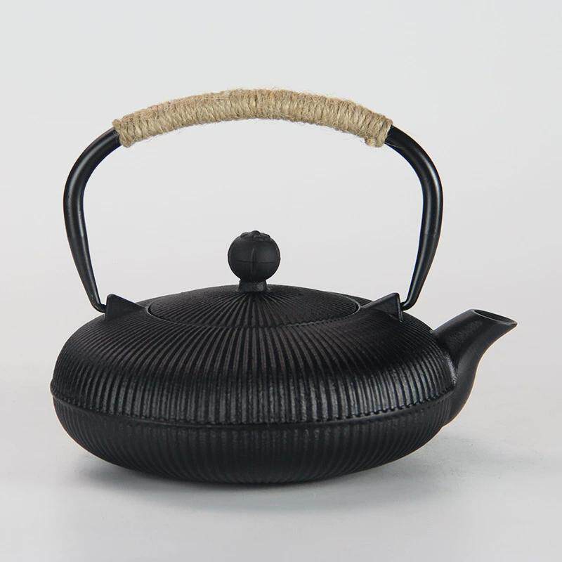 800ml扁壶板壶日式风煮水泡茶手工铸铁壶茶壶茶具套装样板房摆件