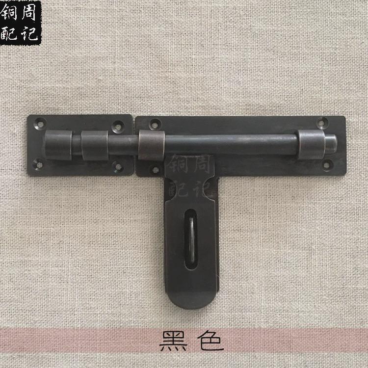ft仿古纯黄铜中式大门门栓门闩插销复古门锁门扣古建实木门别墅插