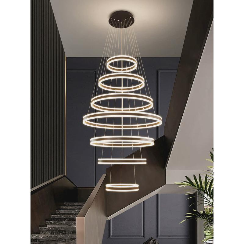 别墅复式楼客厅灯楼中楼吊灯中空大厅主灯简约现代大挑空loft公寓