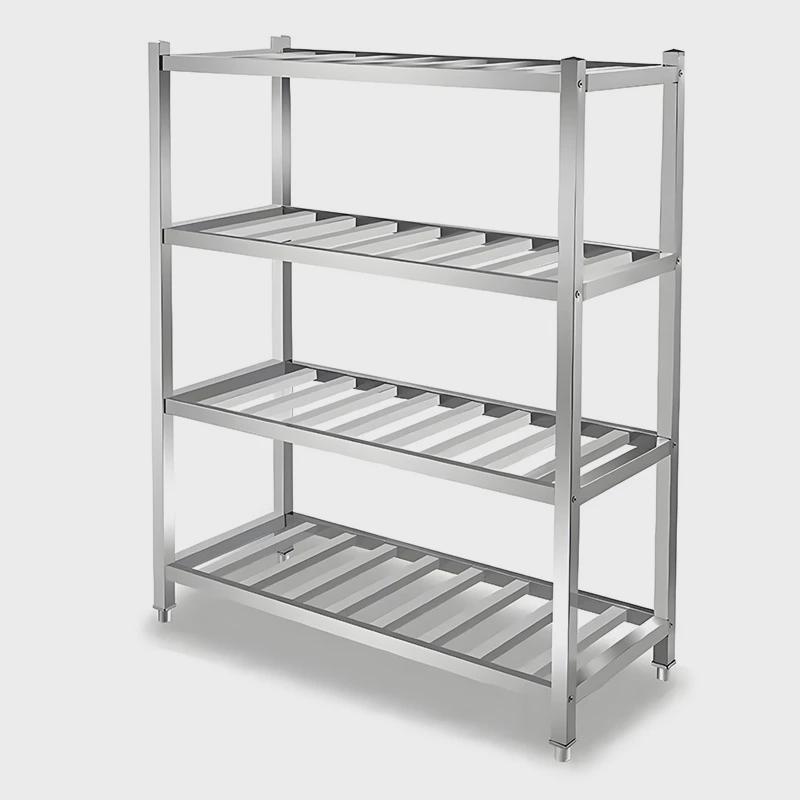 不锈钢商用架子食堂方管菜多层厨房落地置物架果蔬菜格栅镂空货架