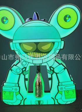 酒吧发光酒座LED香槟王不锈钢黑桃A洋酒展示架酒架XO酒座出酒酒具