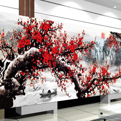 5dbj批发梅花十字绣2022新款线绣客厅卧室自己绣手工刺绣大幅大气