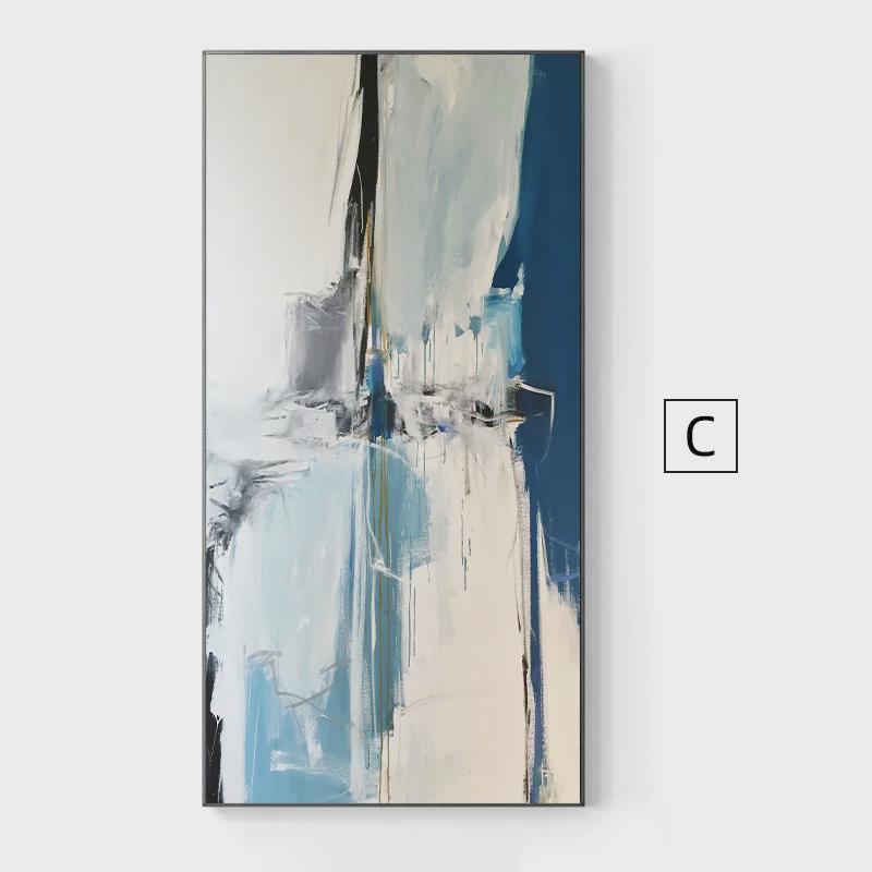 北欧现代抽象竖版装饰画走廊喷绘油画设计师非手绘玄关画