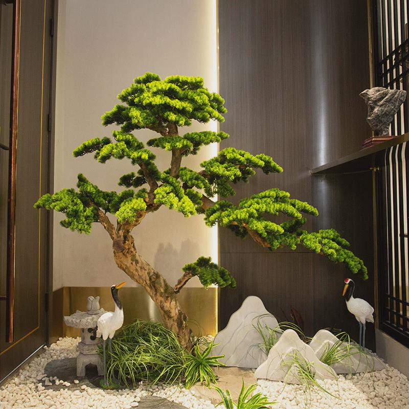 仿真松树造景美人松酒店橱窗装饰假罗汉松玄关落地摆件仿真迎客松