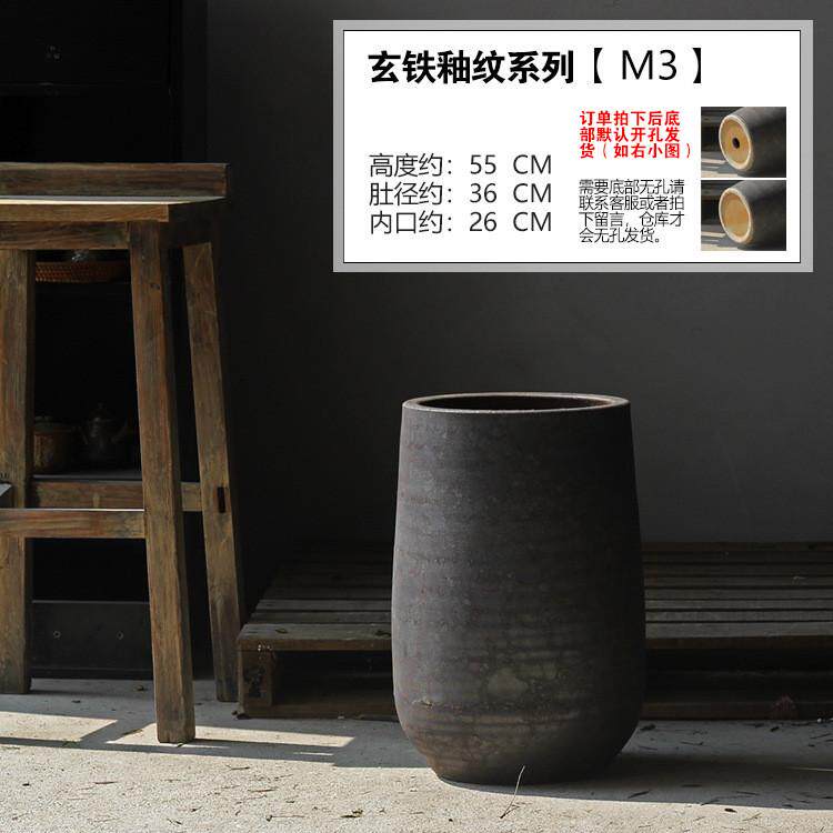 民宿缸陶瓷复古粗陶罐酒店茶楼落地花瓶庭院荷花手工坛子日式摆件