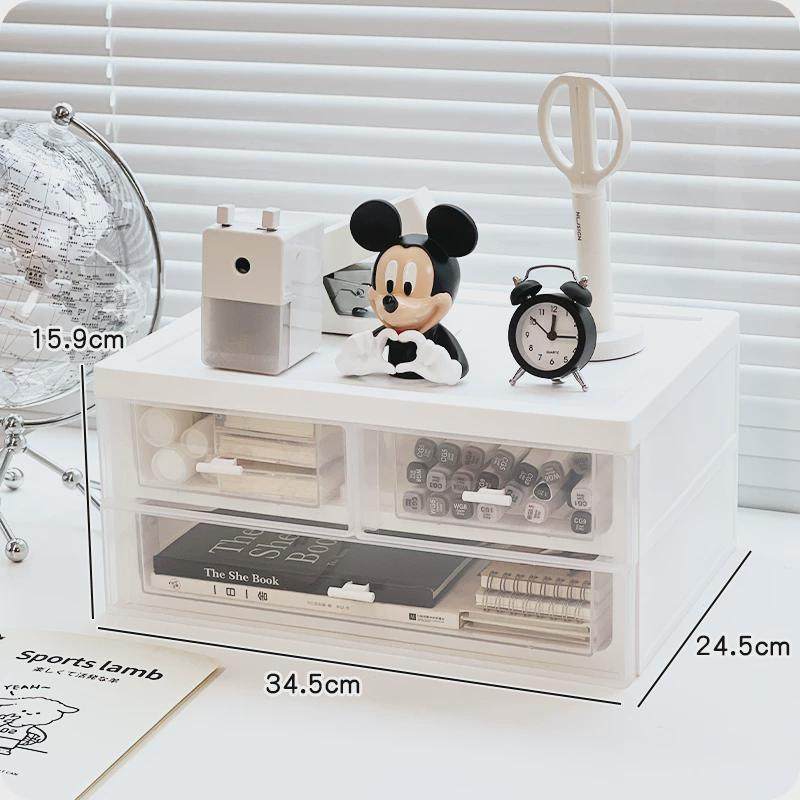 xei3办公室桌面抽屉式收纳盒笔筒置物架多层文具透明盒子学生书桌