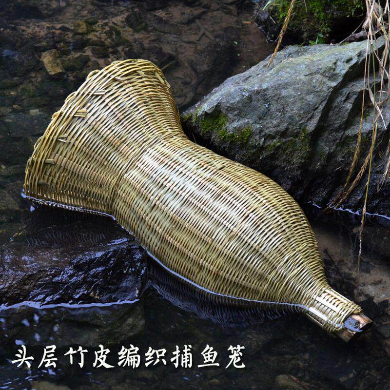特大号高80厘米手工烟熏竹编捕虾笼装饰复古色竹编笼灯罩形手工艺
