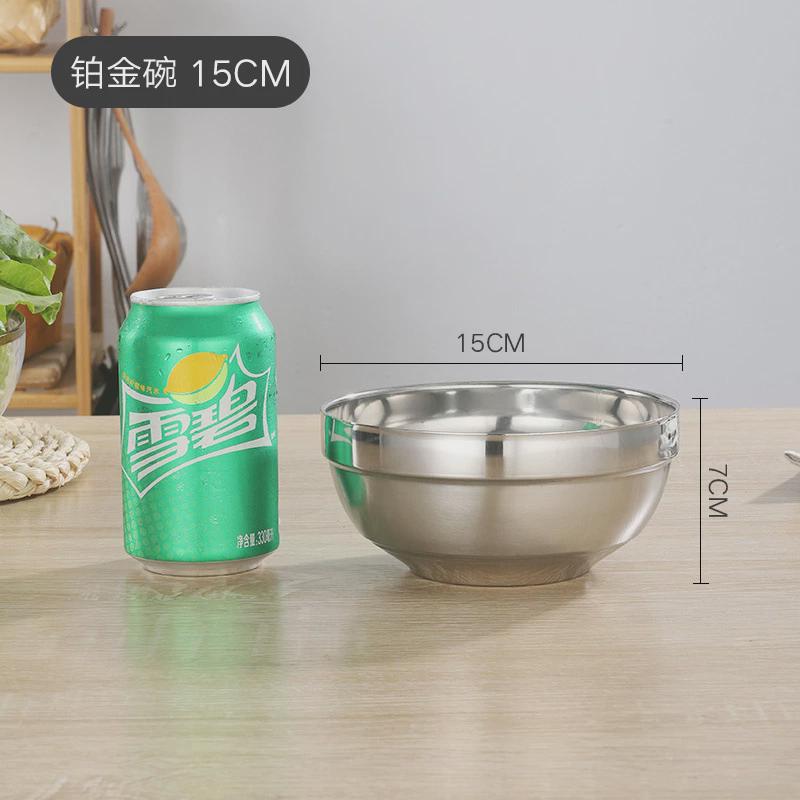 yq10个装家用饭碗不锈钢双层碗隔热防烫面碗汤碗成人学校食堂百合