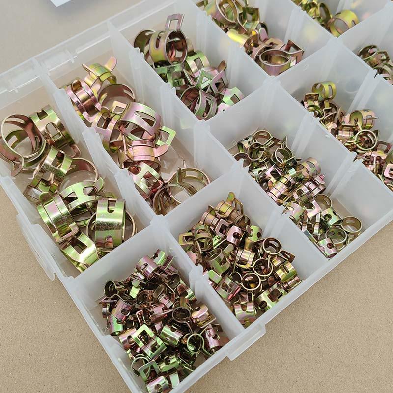 270pcs弹性卡箍管夹水管弹簧卡箍环箍钢卡手捏喉箍汽车油管锰钢卡