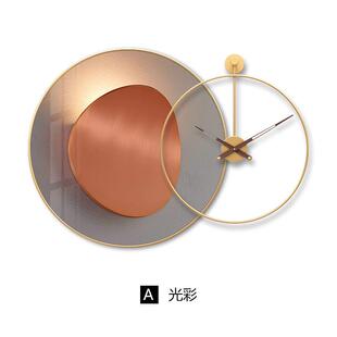 轻奢餐厅装饰画现代简约抽象圆形挂钟挂画组合玄关壁画客厅墙面表