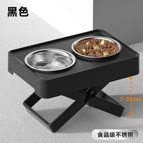 跨境大型犬不锈钢高架狗碗金毛双碗高脚狗食盆可调节狗碗宠物用品