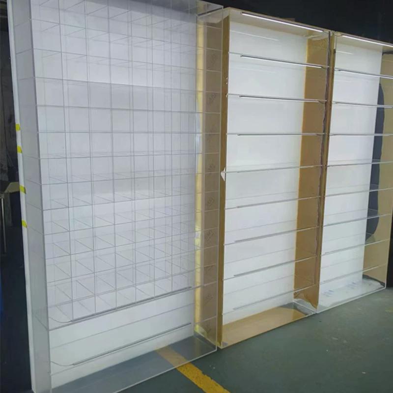 透明展示架展示柜带灯服装店有机玻璃亚克力门店展厅直播间收纳架