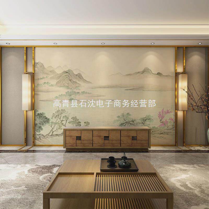 S祳1壁纸古典祳新客厅暖色山水中式电视背景墙纸S影视装饰墙墙布