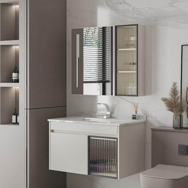 304不锈钢防潮风奶油防锈挂墙式浴室柜组合无缝岩板陶瓷洗漱台,家装主材,浴室柜组合,淘宝优惠券,粉丝福利购,淘宝优惠卷