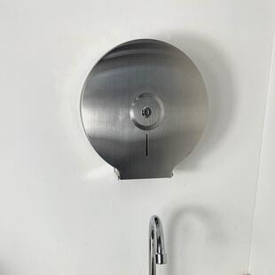 卷筒纸酒店卫生间浴室免打孔圆形卫生外贸架201不锈钢大卷纸盒批