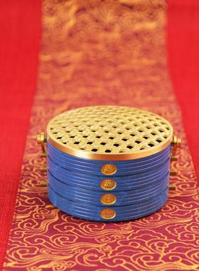 宏达黄铜创意烤色蒸屉摆件熏香炉中式家居铜炉蒸蒸日上
