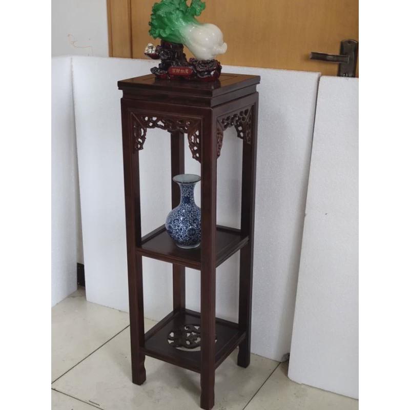 花架实木中式室内吊兰榆木仿古绿萝整装方形客厅架子家用简约阳台