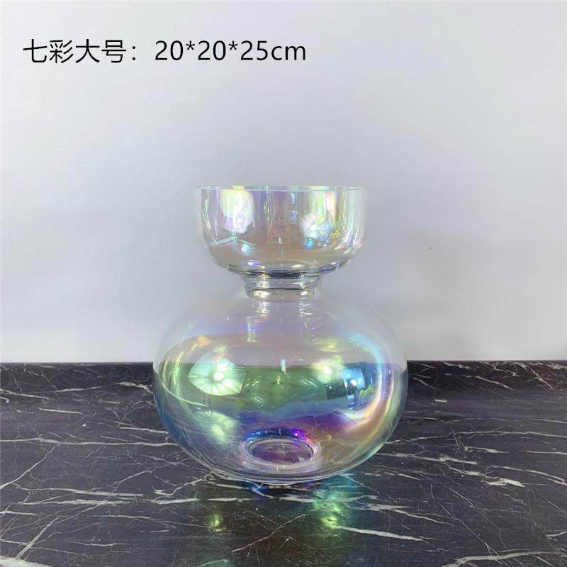 银色电镀现代简约彩色蓝色玻璃花瓶样板间售楼处餐桌花器玄关摆件,家居饰品,装饰摆件,淘宝优惠券,粉丝福利购,淘宝优惠卷