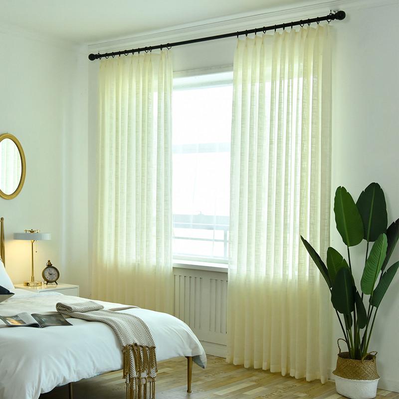 of9d2023年新款亚麻窗帘纱帘阳台纱棉麻成品卧室飘窗加厚遮光窗纱