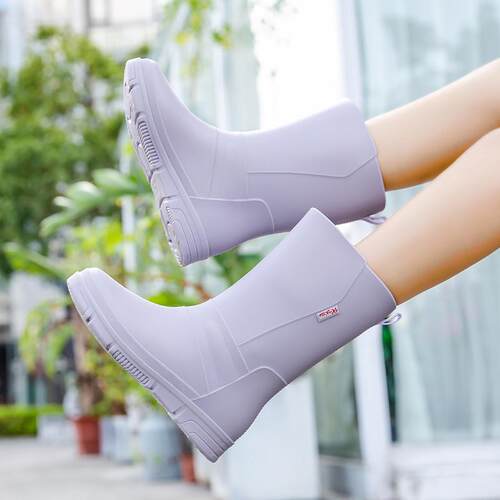 女款甜美学生防水雨鞋防滑外穿中筒雨靴买菜厨房胶鞋时尚百搭水鞋