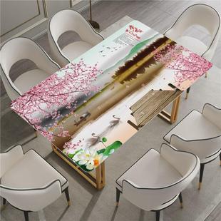 x1aw山水画pvc桌布防水防油防烫免洗餐桌垫茶几垫软玻璃塑料台布