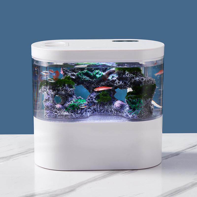 桌面鱼缸创意养过滤小型迷你生态超白塑料客厅免换水族箱静音金鱼