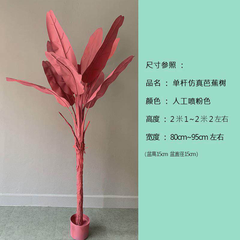散尾葵盆栽芭蕉树喷色大型仿真植物旅人蕉粉色红色网红造景假绿植