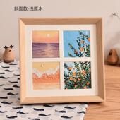 37n九宫格小绘画油画棒作品diy宫格画框实木相框装 裱保存展示框其