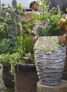 阳台装饰庭院花园布置别墅景观创意方形花盆户外造景多肉植物花盆