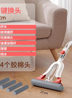 ce2q瑞丽达2023换头拖把吸水家用胶棉头免手洗挤水地一键新款一拖
