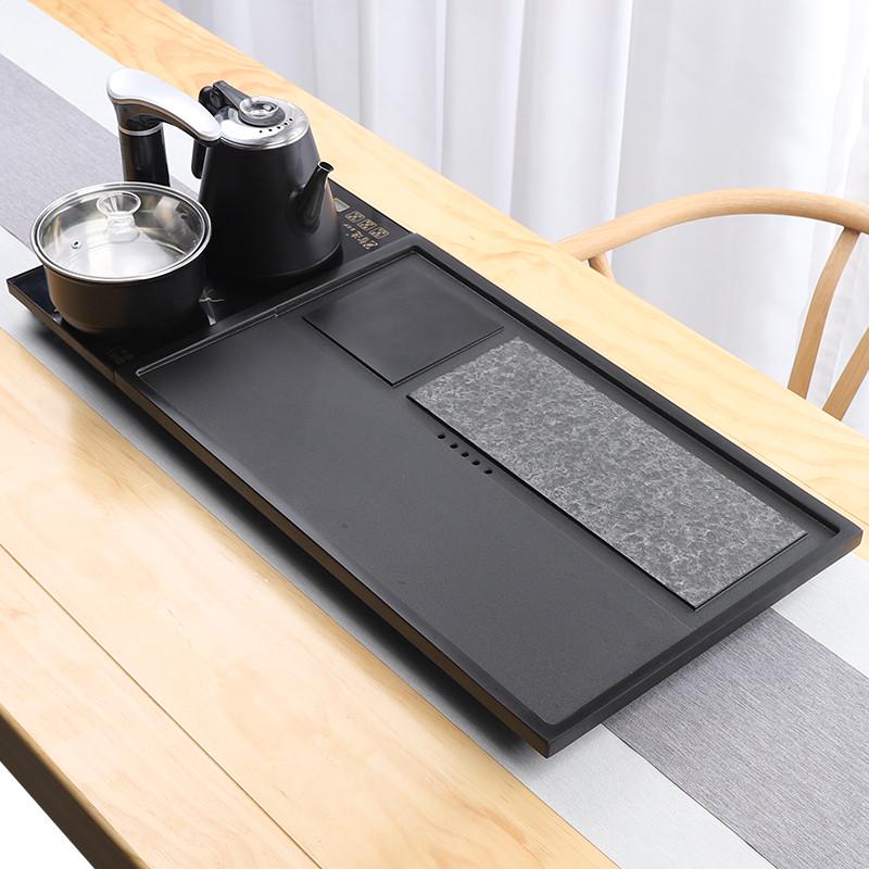 天然整块乌金石茶盘全自动一体茶具套装家用功夫电磁炉客厅大茶台