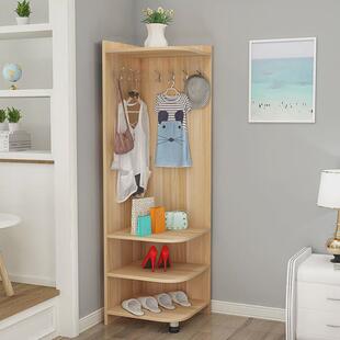 简约角落衣帽架墙角挂衣置物架转角收纳包架卧室客厅多层扇形衣架