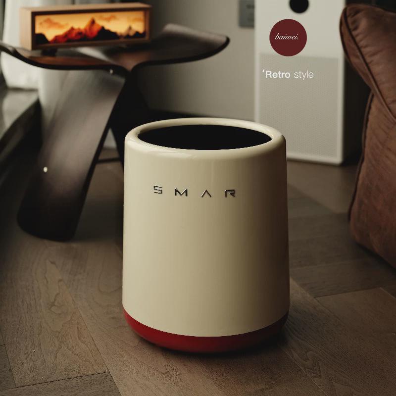 高颜值家用大容量12L垃圾桶复古红色无盖客厅厨房卧室收纳桶纸篓