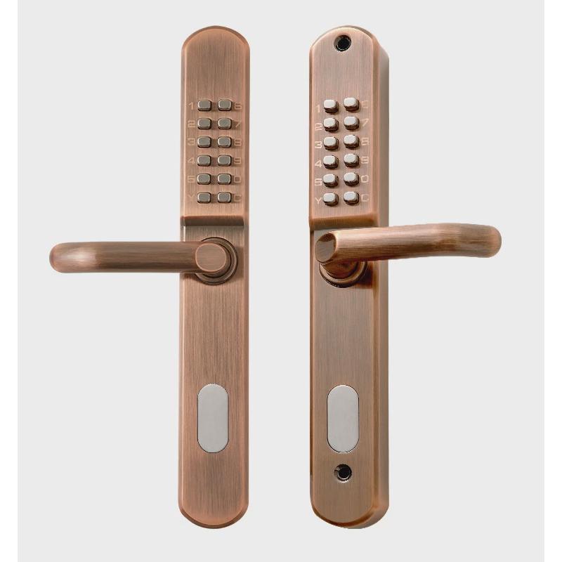 机械密码锁户外不铁艺花园双开门防水双面密码锁门锁庭院大门用电