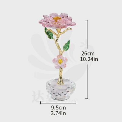 达姿水晶玻璃工艺品摆件玫瑰花创意花朵家居小清新欧式装饰品客厅