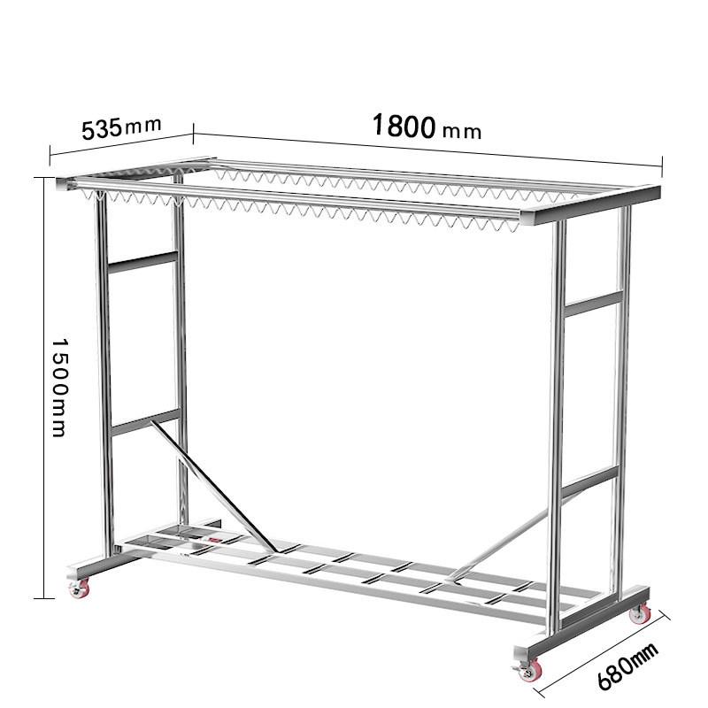 阳台落地晾衣架加厚加粗不锈钢户外晒被子晒衣服防风可移动带滑轮